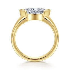 Sale Gabriel & Co. Bara - 14K Yellow Gold Half Bezel East West Marquise Shape Diamond Engagement Ring