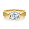 Hot Gabriel & Co. Bara - 14K Yellow Gold Half Bezel Elongated Cushion Diamond Engagement Ring