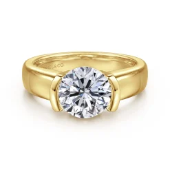 Online Gabriel & Co. Bara - 14K Yellow Gold Half Bezel East West Round Diamond Engagement Ring
