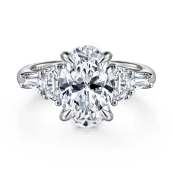 Sale Gabriel & Co. Barbara - 14K White Gold Five Stone Oval Cut Diamond Engagement Ring
