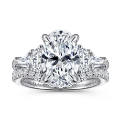 Sale Gabriel & Co. Barbara - 14K White Gold Five Stone Oval Cut Diamond Engagement Ring