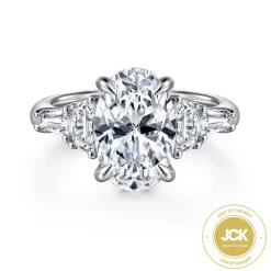 Clearance Gabriel & Co. Barbara - 18K White Gold Oval Cut Five Stone Diamond Engagement Ring