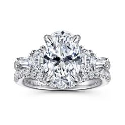 Clearance Gabriel & Co. Barbara - 18K White Gold Oval Cut Five Stone Diamond Engagement Ring