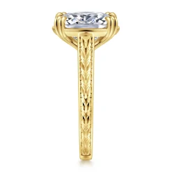 Discount Gabriel & Co. Bardot - Vintage Inspired 14K Yellow Gold Elongated Cushion Solitaire Diamond Engagement Ring