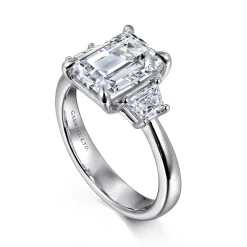 Hot Gabriel & Co. Barie - 14K White Gold Trapezoid Cut Three Stone Diamond Engagement Ring