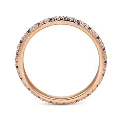 Clearance Gabriel & Co. Bari - 14K Rose Gold French Pave Set Sapphire and Diamond Eternity Band - 0.22 ct