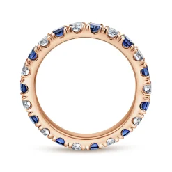 Gabriel & Co. Bari - 14K Rose Gold French Pave Set Sapphire and Diamond Eternity Band - 0.95 ct
