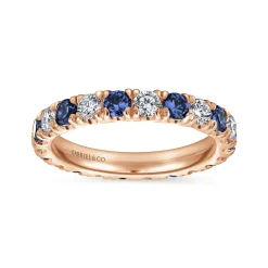 Gabriel & Co. Bari - 14K Rose Gold French Pave Set Sapphire and Diamond Eternity Band - 0.95 ct