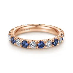 Gabriel & Co. Bari - 14K Rose Gold French Pave Set Sapphire and Diamond Eternity Band - 0.95 ct