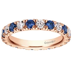 Gabriel & Co. Bari - 14K Rose Gold French Pave Set Sapphire and Diamond Eternity Band - 0.95 ct