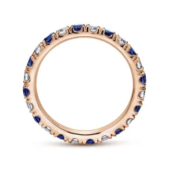 Hot Gabriel & Co. Bari - 14K Rose Gold French Pave Set Sapphire and Diamond Eternity Band - 0.67 ct