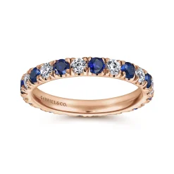 Hot Gabriel & Co. Bari - 14K Rose Gold French Pave Set Sapphire and Diamond Eternity Band - 0.67 ct