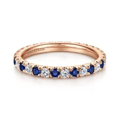 Gabriel & Co. Bari - 14K Rose Gold French Pave Set Sapphire and Diamond Eternity Band - 0.45 ct