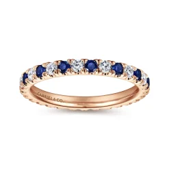Gabriel & Co. Bari - 14K Rose Gold French Pave Set Sapphire and Diamond Eternity Band - 0.45 ct