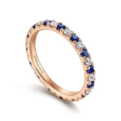 Gabriel & Co. Bari - 14K Rose Gold French Pave Set Sapphire and Diamond Eternity Band - 0.45 ct