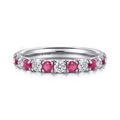 Discount Gabriel & Co. Bari - 14K White Gold Diamond and Ruby Anniversary Band - 0.41 ct