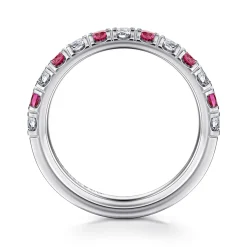 Discount Gabriel & Co. Bari - 14K White Gold Diamond and Ruby Anniversary Band - 0.41 ct