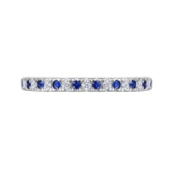 Gabriel & Co. Bari - 14K White Gold Diamond and Sapphire Anniversary Band - 0.15 ct