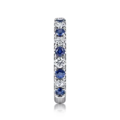 New Gabriel & Co. Bari - 14K White Gold Diamond and Sapphire Anniversary Band - 0.5 ct