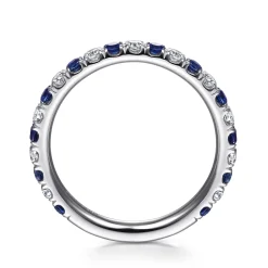 Hot Gabriel & Co. Bari - 14K White Gold Diamond and Sapphire Anniversary Band - 0.3 ct