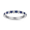 Best Gabriel & Co. Bari - 14K White Gold French Pave Set Sapphire and Diamond Eternity Band - 0.45 ct