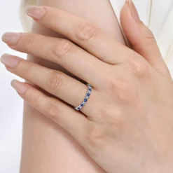 Best Gabriel & Co. Bari - 14K White Gold French Pave Set Sapphire and Diamond Eternity Band - 0.45 ct