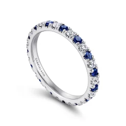 Best Gabriel & Co. Bari - 14K White Gold French Pave Set Sapphire and Diamond Eternity Band - 0.45 ct