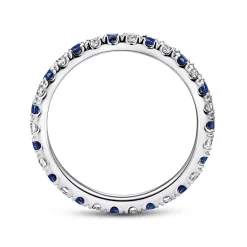 Best Gabriel & Co. Bari - 14K White Gold French Pave Set Sapphire and Diamond Eternity Band - 0.45 ct