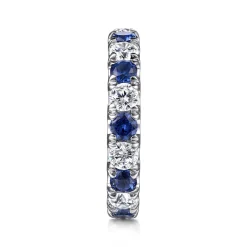 Online Gabriel & Co. Bari - 14K White Gold French Pave Set Sapphire and Diamond Eternity Band - 1.3 ct