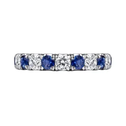 Online Gabriel & Co. Bari - 14K White Gold French Pave Set Sapphire and Diamond Eternity Band - 1.3 ct