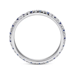 Clearance Gabriel & Co. Bari - 14K White Gold French Pave Set Sapphire and Diamond Eternity Band - 0.22 ct