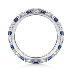 Outlet Gabriel & Co. Bari - 14K White Gold French Pave Set Sapphire and Diamond Eternity Band - 0.95 ct