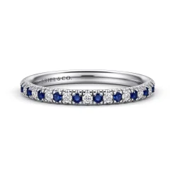 Best Gabriel & Co. Bari - 14K White Gold Sapphire and Diamond Anniversary Band - 0.12 ct