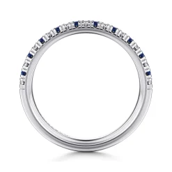 Best Gabriel & Co. Bari - 14K White Gold Sapphire and Diamond Anniversary Band - 0.12 ct