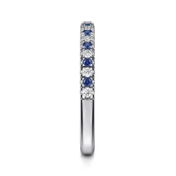 Best Gabriel & Co. Bari - 14K White Gold Sapphire and Diamond Anniversary Band - 0.12 ct