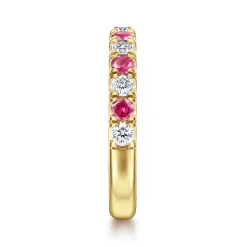 Clearance Gabriel & Co. Bari - 14K Yellow Gold Diamond and Ruby Anniversary Band - 0.41 ct
