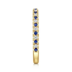 Clearance Gabriel & Co. Bari - 14K Yellow Gold Diamond and Sapphire Anniversary Band - 0.15 ct