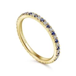 Best Gabriel & Co. Bari - 14K Yellow Gold French Pave Sapphire and Diamond Eternity Band - 0.22 ct