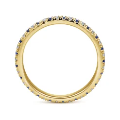 Best Gabriel & Co. Bari - 14K Yellow Gold French Pave Sapphire and Diamond Eternity Band - 0.22 ct