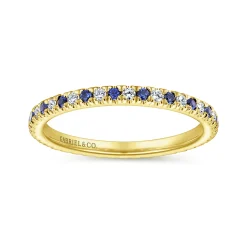 Best Gabriel & Co. Bari - 14K Yellow Gold French Pave Sapphire and Diamond Eternity Band - 0.22 ct