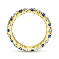 Sale Gabriel & Co. Bari - 14K Yellow Gold French Pave Sapphire and Diamond Eternity Band - 0.95 ct