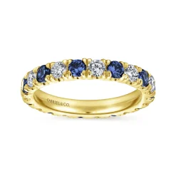 Sale Gabriel & Co. Bari - 14K Yellow Gold French Pave Sapphire and Diamond Eternity Band - 0.95 ct