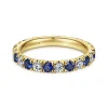 Online Gabriel & Co. Bari - 14K Yellow Gold French Pave Sapphire and Diamond Eternity Band - 0.67 ct