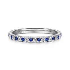 Discount Gabriel & Co. Bari - Platinum Diamond and Sapphire Anniversary Band - 0.15 ct