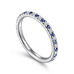 Discount Gabriel & Co. Bari - Platinum Diamond and Sapphire Anniversary Band - 0.15 ct