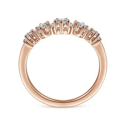 Clearance Gabriel & Co. Barletta - 14K Rose Gold Curved Diamond Anniversary Band - 0.4 ct