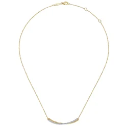 Hot Gabriel & Co. Bar Necklace Curved 14K White and Yellow Gold Diamond 0.3ct Bujukan