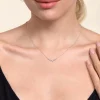 Discount Gabriel & Co. Bar Necklace Curved 14K White Gold White Sapphire