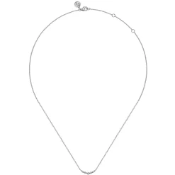 Discount Gabriel & Co. Bar Necklace Curved 14K White Gold White Sapphire