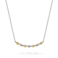 Sale Gabriel & Co. Bar Necklace Curved 14K Yellow Gold and 925 Sterling Silver